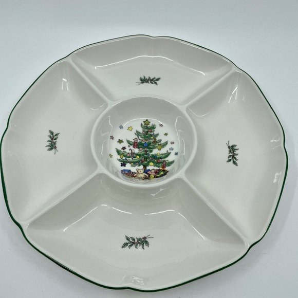 Nikko Happy Holiday Greetings Hors D’oeuvres Platter Tray Christmas Tree Japan - Picture 1 of 7
